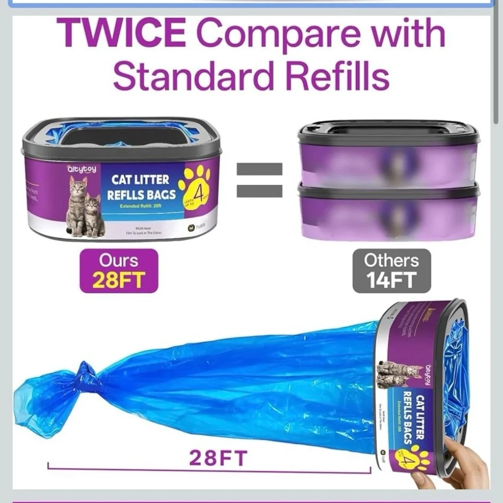 2 pack Cat Litter Refill Bags - Extended 28ft